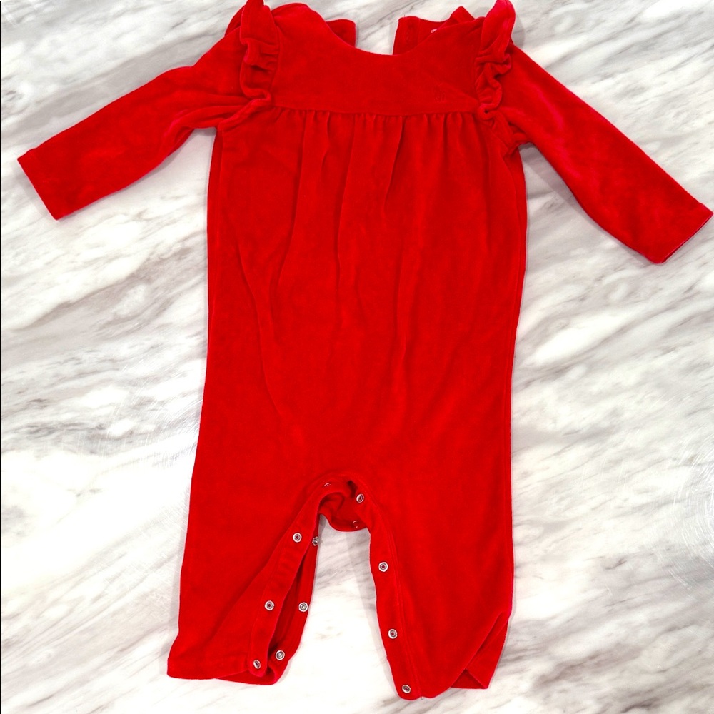 NWT-Ralph Lauren holiday red velvet coverall 9M